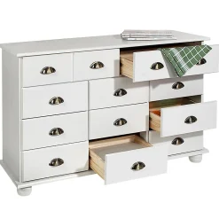 Commode chambre COLMAR L 117 cm 11 tiroirs en bois - Blanc