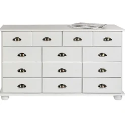 Commode chambre COLMAR L 117 cm 11 tiroirs en bois - Blanc