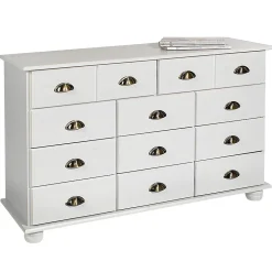 Commode chambre COLMAR L 117 cm 11 tiroirs en bois - Blanc