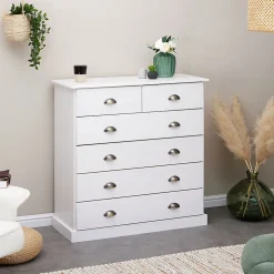 Commode chambre PARIS L 91 cm en bois massif - Blanc