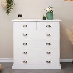 Commode chambre PARIS L 91 cm en bois massif - Blanc