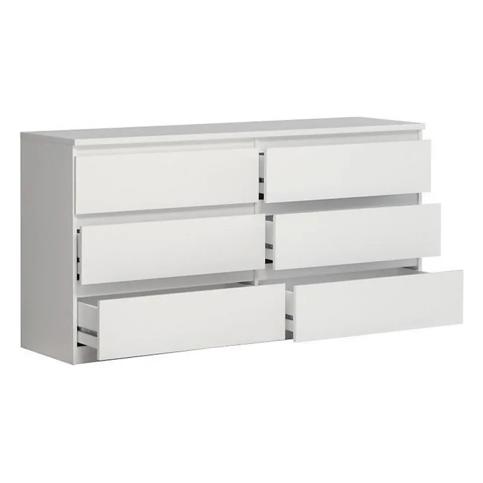 Commode CHELSEA 6 Tiroirs - Couleur blanc mat - L 154 x P 42,2 x H 79,9 cm
