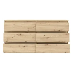 Commode CHELSEA 6 tiroirs -154 cm - Décor chene artisan