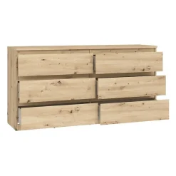 Commode CHELSEA 6 tiroirs -154 cm - Décor chene artisan