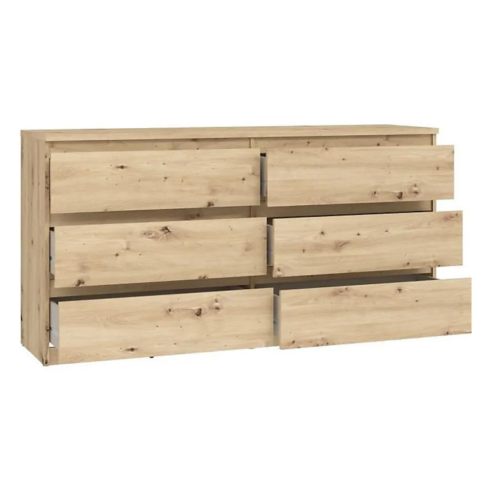 Commode CHELSEA 6 tiroirs -154 cm - Décor chene artisan