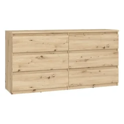 Commode CHELSEA 6 tiroirs -154 cm - Décor chene artisan