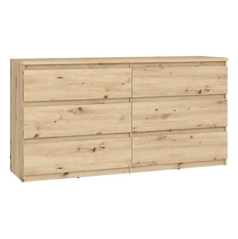Commode CHELSEA 6 tiroirs -154 cm - Décor chene artisan