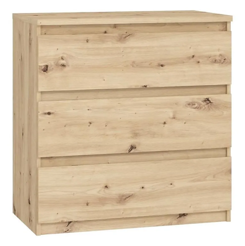 Commode CHELSEA 3 tiroirs - 77,2 cm - Décor chene artisan