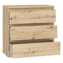 Commode CHELSEA 3 tiroirs - 77,2 cm - Décor chene artisan