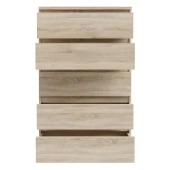 Commode CHELSEA 5 tiroirs - 77,2 cm - Décor chene sonoma