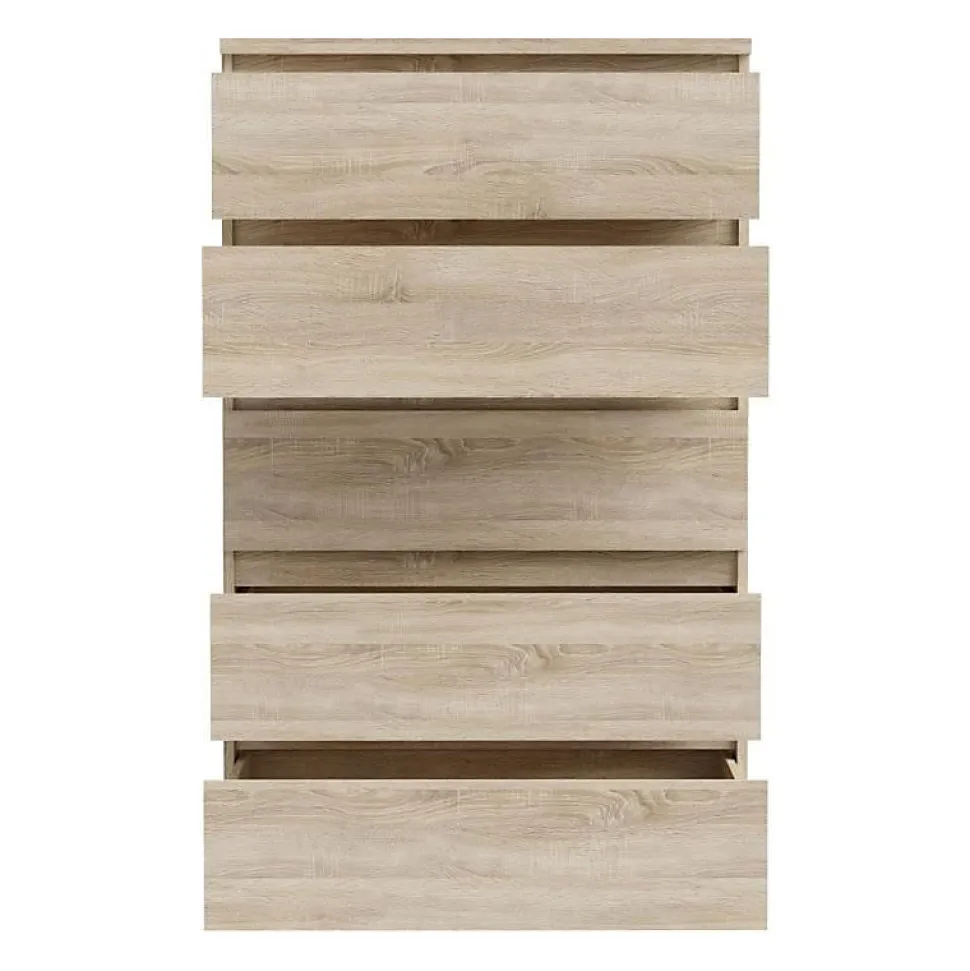 Commode CHELSEA 5 tiroirs - 77,2 cm - Décor chene sonoma