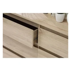 Commode CHELSEA 6 Tiroirs - Couleur chene - L 154 x P 42,2 x H 79,9 cm
