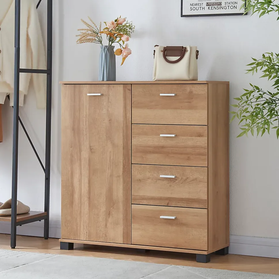 Commode Döbritz 84 x 80 x 28 cm effet chêne en.casa
