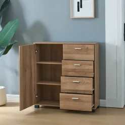Commode Döbritz 84 x 80 x 28 cm effet chêne en.casa