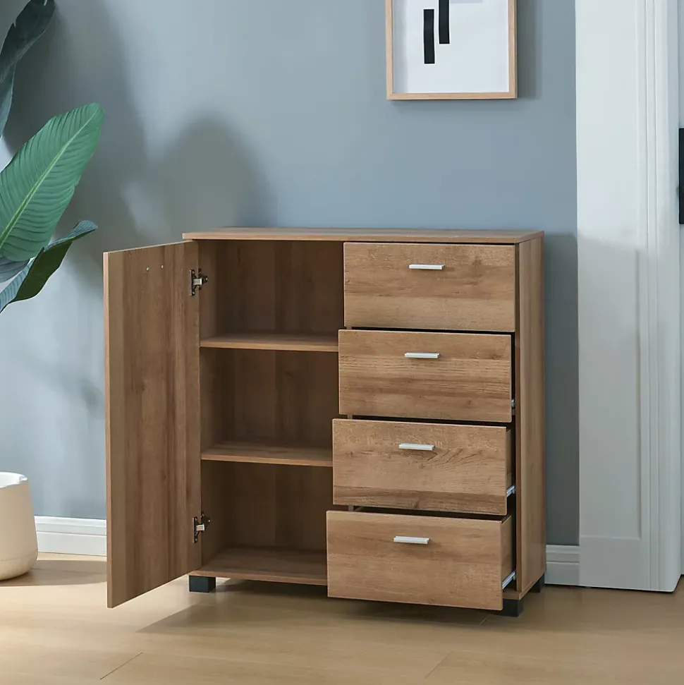 Commode Döbritz 84 x 80 x 28 cm effet chêne en.casa