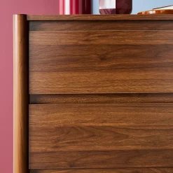 Commode décor bois 4 tiroirs noyer 80cm - 80 x 40 x 98 cm - Harmony