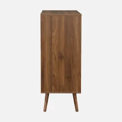 Commode décor bois de noyer. 4 tiroirs. pieds en pin massif