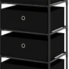 Commode de Rangement 4 Tiroirs Meuble de Rangement avec Tiroirs en Tissu Cadre Métallique Robuste Tiroirs Amovibles Noir