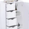 Commode de Rangement avec 4 Tiroirs et Porte Magnetique Etagere Hauteur Reglable Blanc 55 X 30 X 81CM