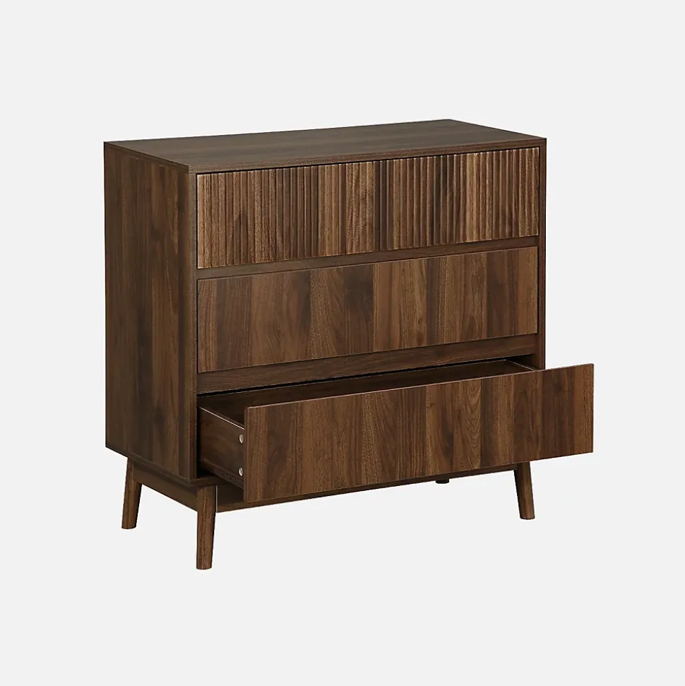 Commode de rangement décor bois de noyer. 3 tiroirs