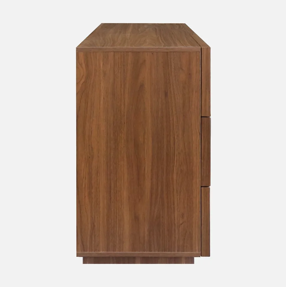 Commode de rangement effet bois 6 tiroirs noyer L 120 x P 43 x H 75cm - Kuba