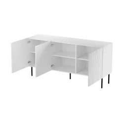 Commode De Rangement Meuble Universel 152x75x42cm Sur Pied Blanc Mat Younge