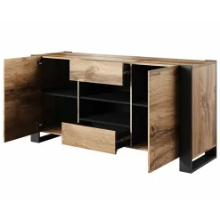 Commode De Rangement Meuble Universel Wotan 138x83x38cm Woody Élegant Sur Pieds