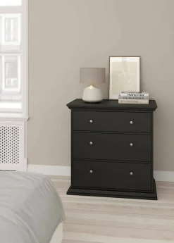 Commode Domeng, Commode polyvalente, Commode de chambre, Meuble avec tiroirs, 86x52 h88 cm, Noir