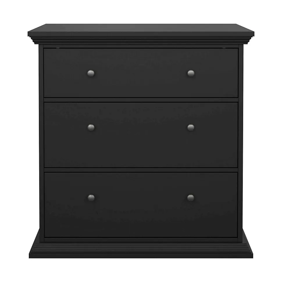 Commode Domeng, Commode polyvalente, Commode de chambre, Meuble avec tiroirs, 86x52 h88 cm, Noir