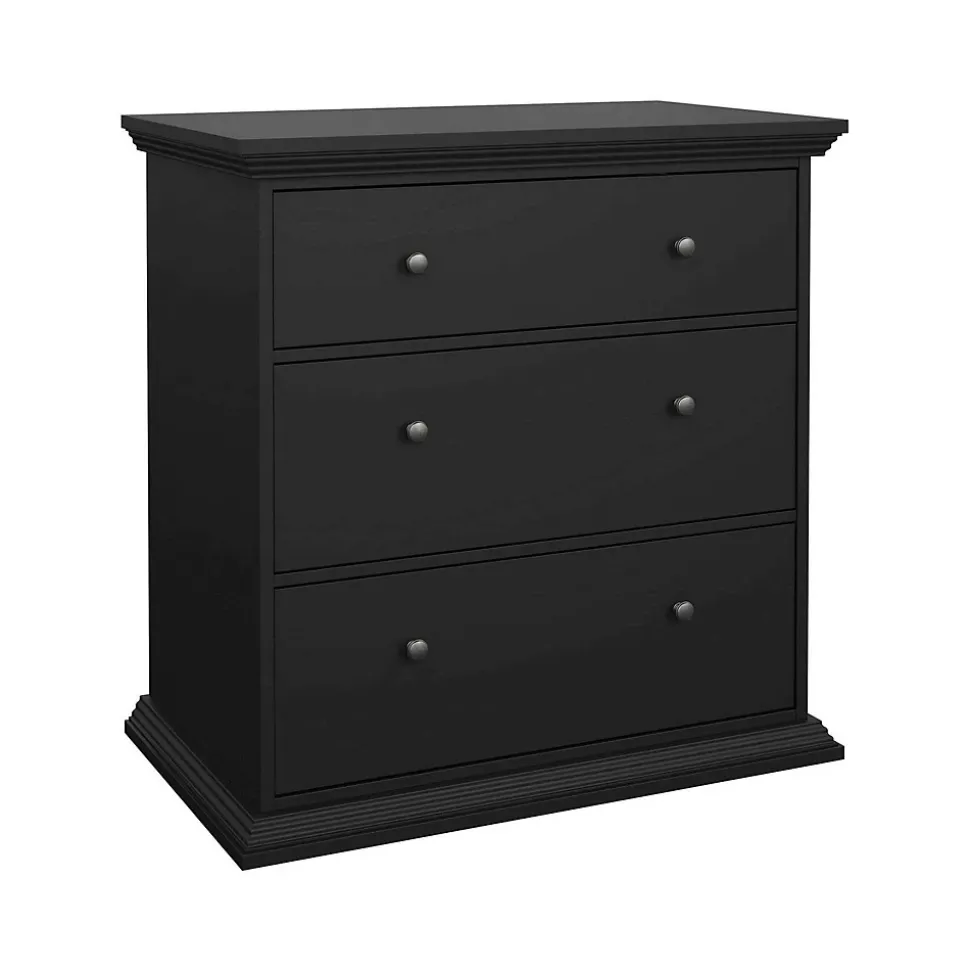 Commode Domeng, Commode polyvalente, Commode de chambre, Meuble avec tiroirs, 86x52 h88 cm, Noir
