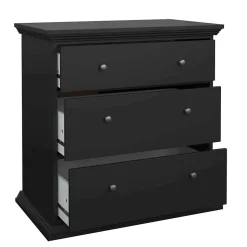 Commode Domeng, Commode polyvalente, Commode de chambre, Meuble avec tiroirs, 86x52 h88 cm, Noir