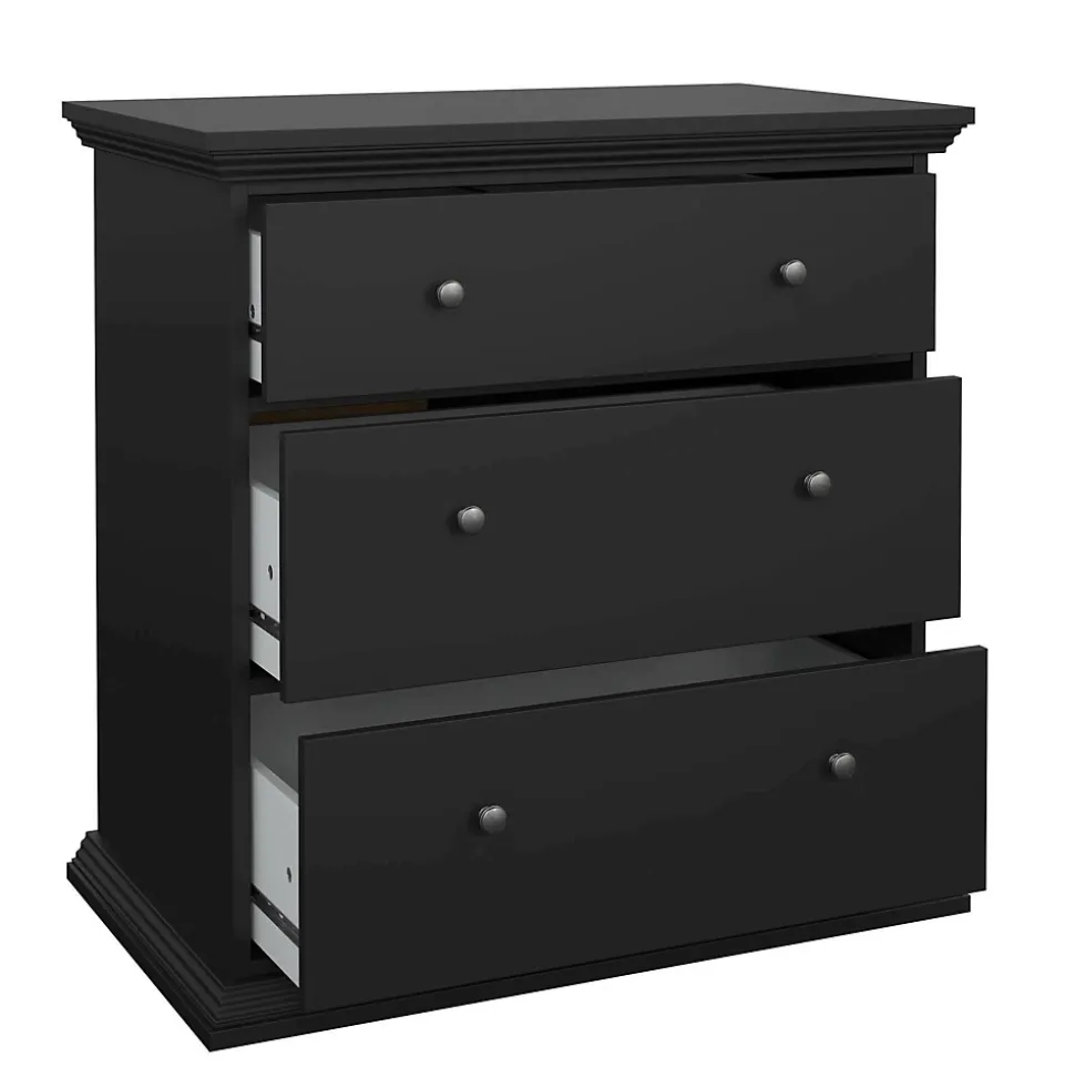 Commode Domeng, Commode polyvalente, Commode de chambre, Meuble avec tiroirs, 86x52 h88 cm, Noir