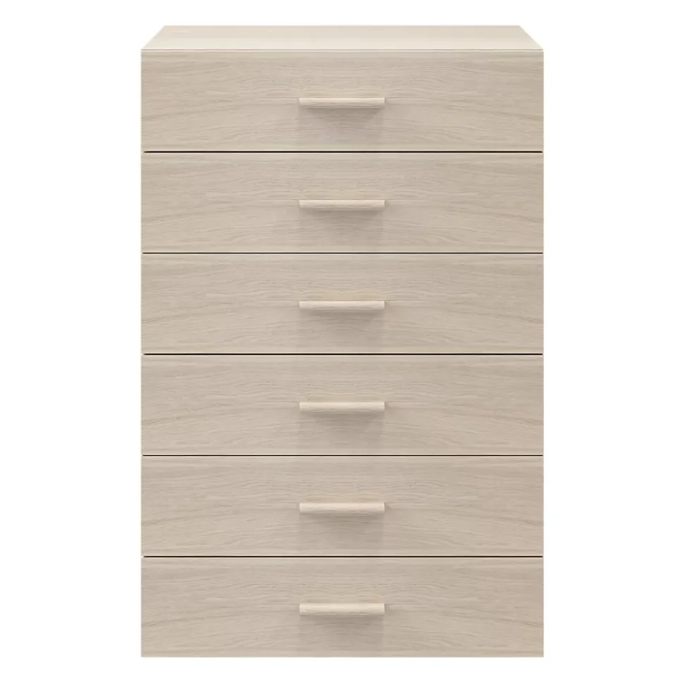 Commode effet chêne 6 tiroirs GoodHome Atomia H. 112,5 x L. 75 x P. 45 cm