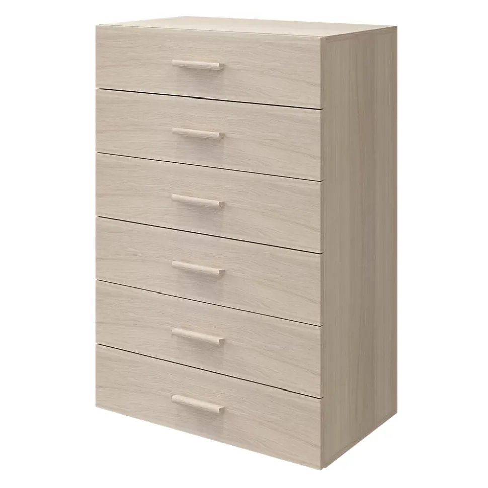 Commode effet chêne 6 tiroirs GoodHome Atomia H. 112,5 x L. 75 x P. 45 cm
