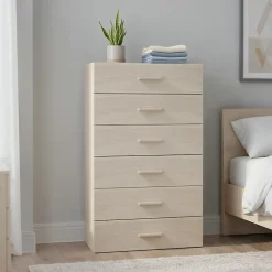 Commode effet chêne 6 tiroirs GoodHome Atomia H. 112,5 x L. 75 x P. 45 cm