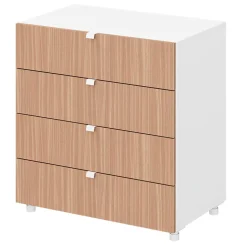 Commode effet chêne et blanc avec 4 tiroirs GoodHome Atomia H. 75 x L. 75 x P. 45 cm