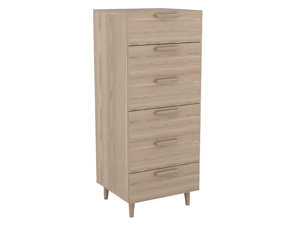 Commode effet chêne sur pieds 6 tiroirs chambre enfant GoodHome Atomia H. 123 x L. 50 x P. 45 cm