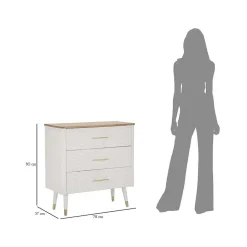 Commode en bois 3 tiroirs Matera 78x37x80 cm