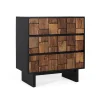 Commode en bois de manguier massif 3 tiroirs et structure en métal