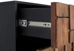 Commode en bois de manguier massif 3 tiroirs et structure en métal