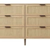 Commode en bois et cannage "Preston" 120 x 40 x 75 cm Beige