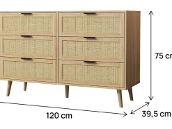Commode en bois et cannage
