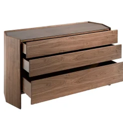 Commode en Noyer avec Plateau en Verre Trempé - Élégance et Rangement Pratique