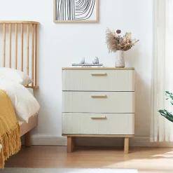 Commode Ferrersp 70 x 60 x 40 cm effet chêne / couleur sable en.casa