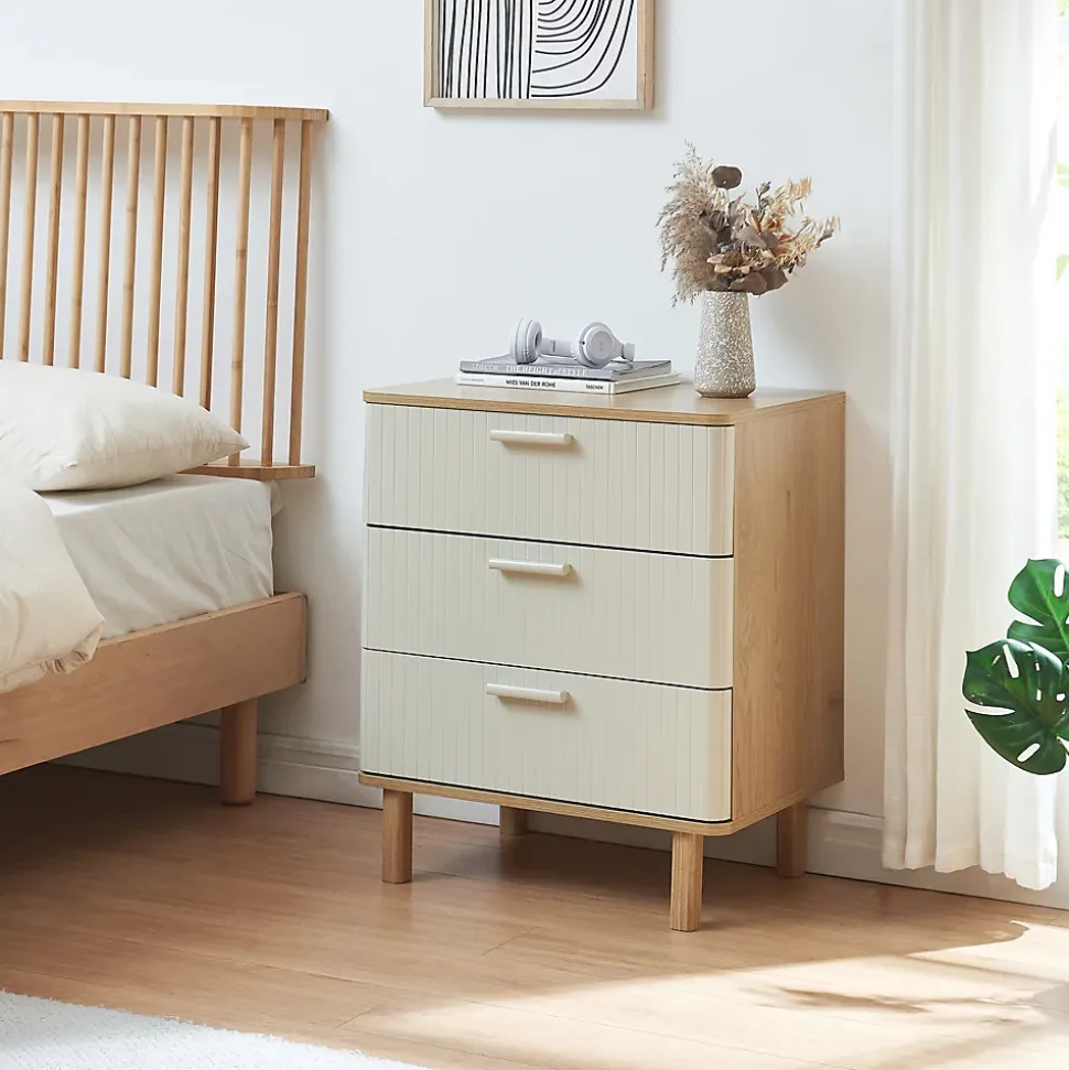 Commode Ferrersp 70 x 60 x 40 cm effet chêne / couleur sable en.casa