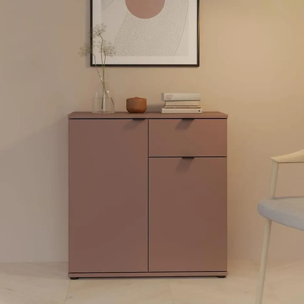 Commode GANYMEDE 2 portes 1 tiroir Terracotta 80,1 x 34,1 x 82,3 cm