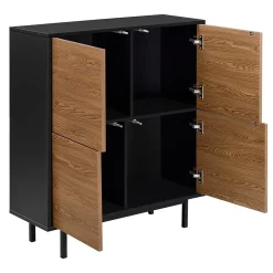 Commode Gnosjö à 4 Portes 93 x 80 x 30 cm Noir Effet Bois Foncé en.casa