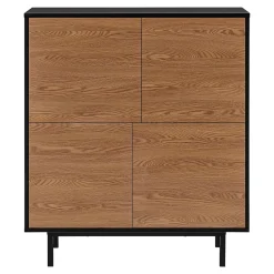 Commode Gnosjö à 4 Portes 93 x 80 x 30 cm Noir Effet Bois Foncé en.casa