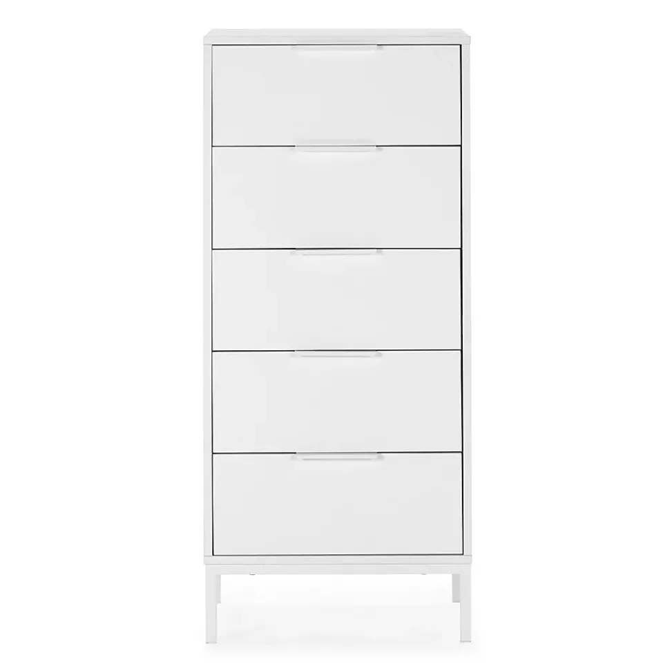 Commode haute Auri 5 tiroirs couleur Blanc