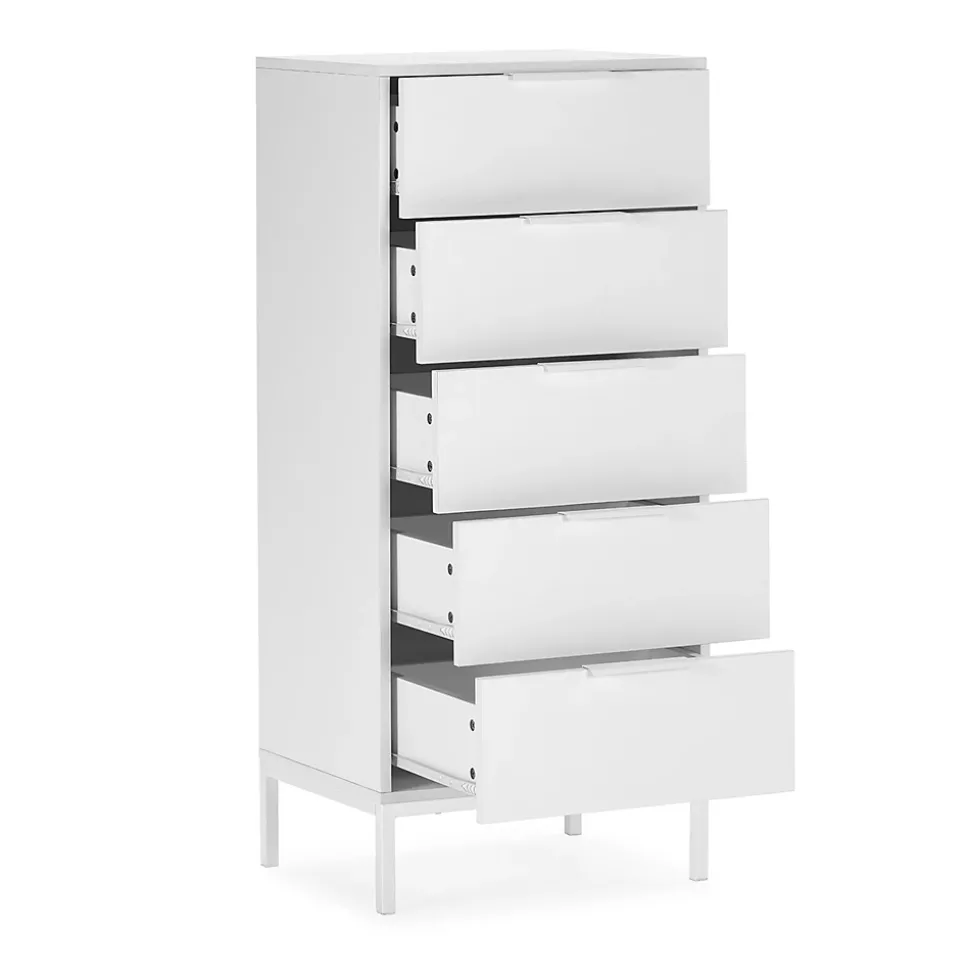 Commode haute Auri 5 tiroirs couleur Blanc